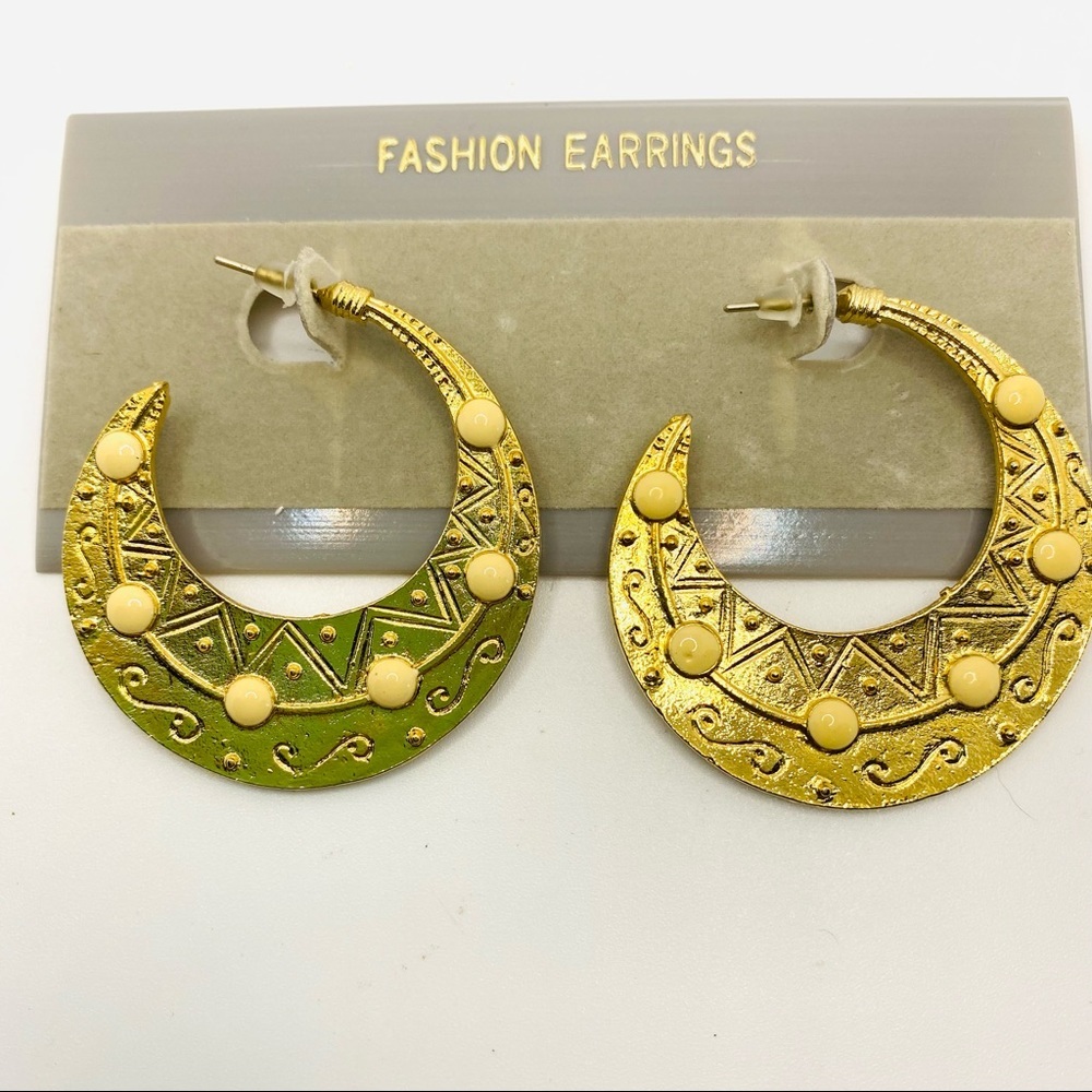 Earrings Boho Golden Loops. Pierced - Picture 3 of 5